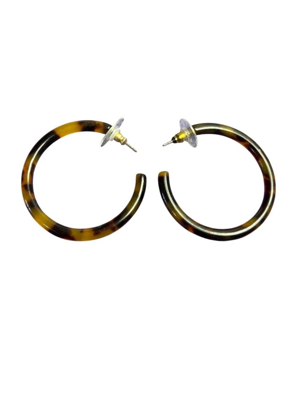 Faux Tortoiseshell Acrylic Open Hoop Earrings 1.5 inches